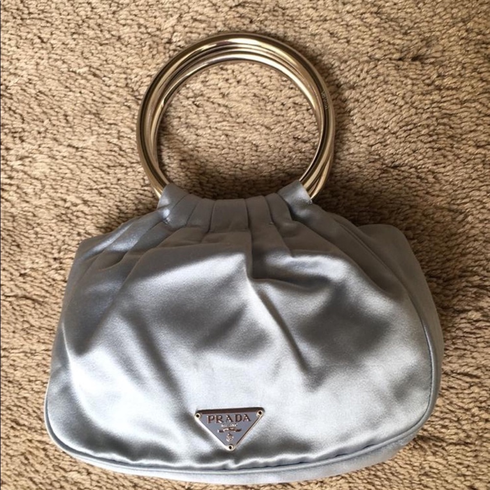 Authentic Prada Light Blue Satin Bag